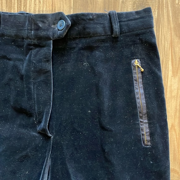 Vintage Escada High Waisted Navy Velvet Pants Navy Size 4 - Picture 2 of 6